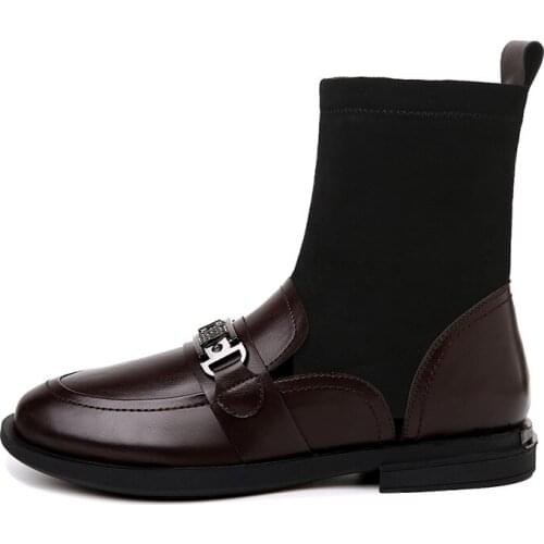 Round Toe Square Heel Mid-Tube Boots, Solid Color WomenS Boots With Feet, WomenS Platform Shoes