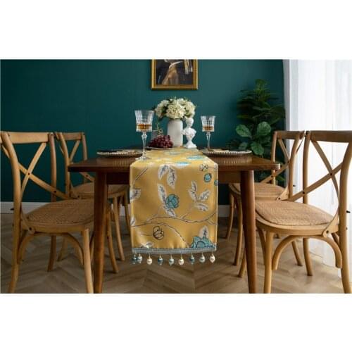 Countryside style table north US european style table runner wholesale embroider table runner for wedding hotel dinner party