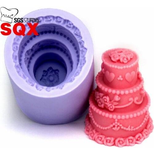 Three-tier cake shape Silicone Fondant Mold Cake Soap Cookies Chocolate Baking Tin Kitchen accessories SQ15210