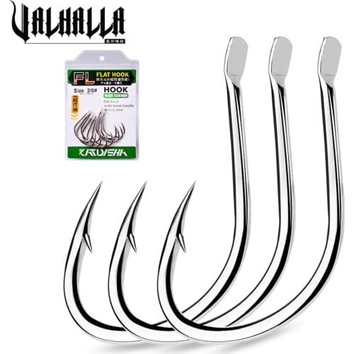 VALHALLA 200Pcs/Lot Jig Fishing Hooks1/0#-5/0# Flat High Carbon Steel Barbed Octopus Carp Single Hooks Fishing Tackle Fishhooks