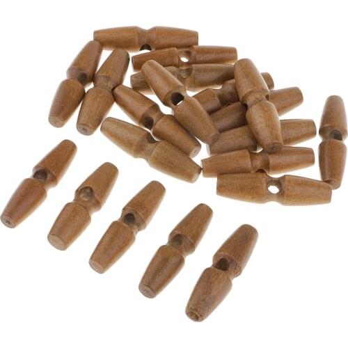 20Pcs Vintage Brown Wood Toggle Buttons for Scrapbooking Crafting Sewing 50mm