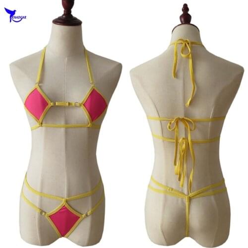 Women Sexy Mini Thong Bathing Suit Extreme Rhombus Cover Micro Bikinis Exotic G-String Bikinis Beach Sunbathing Costume Swimwear