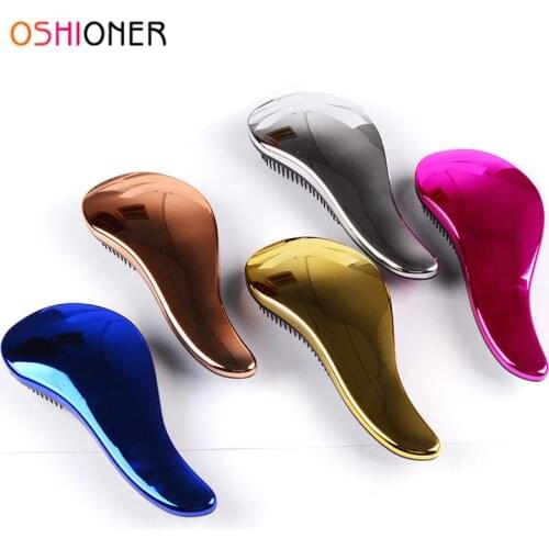 1pcs Anti-static Hair Brush Comb Styling Tools Shower Electroplate Detangling Massage Combs for Salon Styling Women Girls Hair