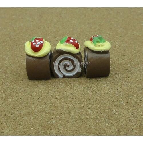 1pcs/lot resin brown strawberry roll cake 14mm Cabochons Scrapbooking Hair Bow Center Card Frame Making Craft DIY B008-6