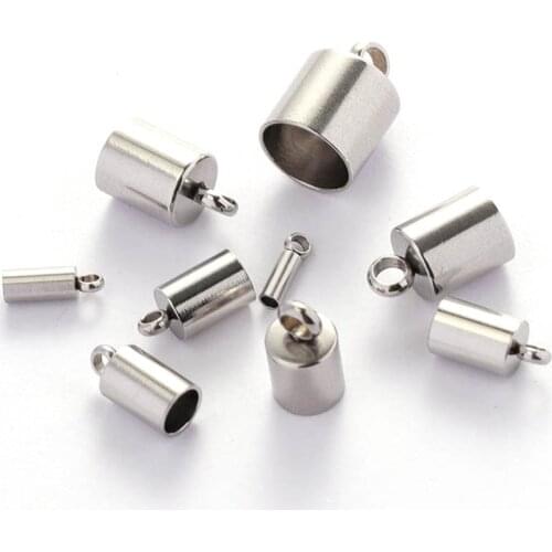 10pcs/lot Matel 316L Stainless Steel Jewelry End Caps for DIY Bracelet Charms Pendants Jewelry Making Findings Wholesale