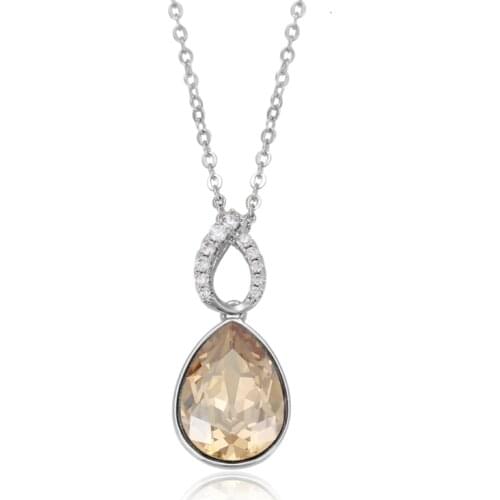 11.11 Trending Jewelry Water Drop Design Women Necless made with Austria Crystal for Girl Fashion Teardrop Pendant Necklace Gift