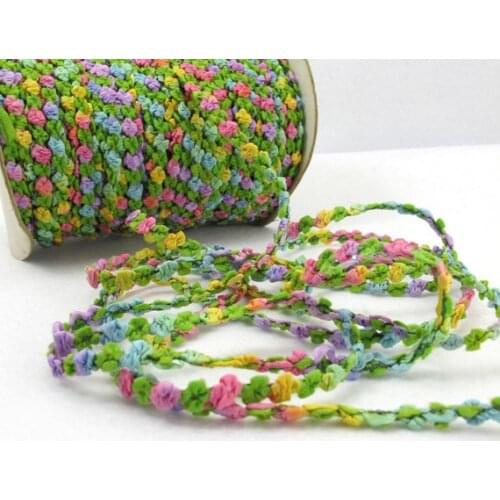 2 Yards Woven Rococo Ribbon Trim with Rose Flower Buds|Decorative Floral Ribbon|Scrapbook Materials|Clothing|Decor