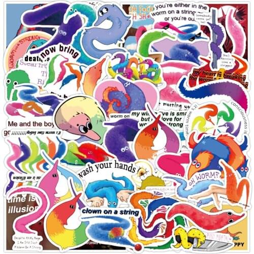 3 Sets=150PCS Magic Worm Sticker Notebook Scooter Refrigerator Water Cup Helmet Sticker