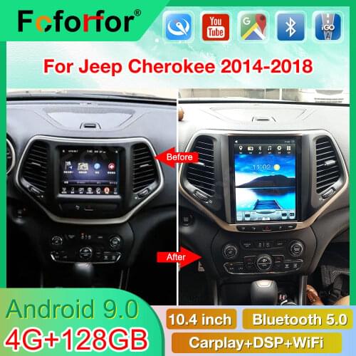 4GB+128GB For Jeep Cherokee 2014-2018 Android 9.0 Multimedia Radio Car GPS Navigation Player Auto Stereo Head Unit Carplay DSP