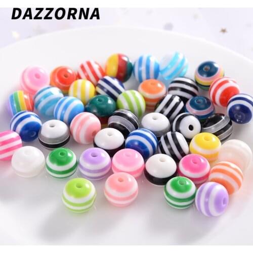 6/8/10mm Mixed Color Round Resin Beads Striped Spacer Beads for Diy Handwork Jewelry Making Bracelet Necklace Accessories