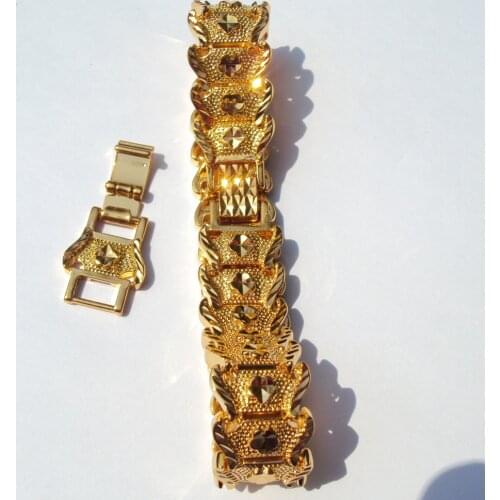 18 K Yellow Gold Filled Nugget Bracelet 15 Mm Wide - 200 mm +20mm lengthen Made In CN - LIFETIME WARRANTY