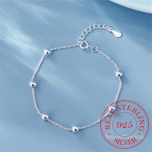 925 Sterling Silver New Fashion Small Bead Pendant Charm Bracelet &Bangle Party Jewelry Gift for Women