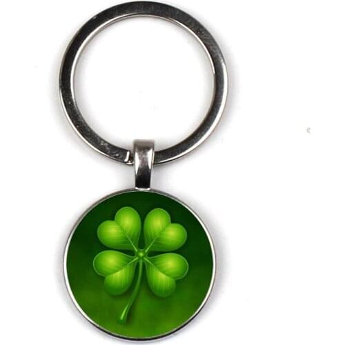 Four-leaf clover Keychain Glass Time Gem Keychain Key Jewelry DIY Custom Photo Personality Gift , Keychains