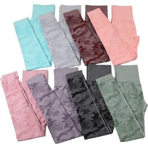Camouflage Yoga Pants Women Seamless High Waist Elastic Leggings Push Up Polyester Fitness Breathable Soft Tights Gym Clothing