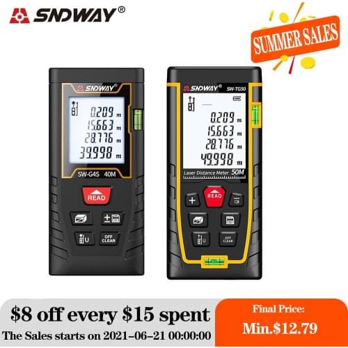 Original SNDWAY Laser Distance Meter 40m 60m 80m 100m Rangefinder Tools Measuring Tape Range Finder For Hunting