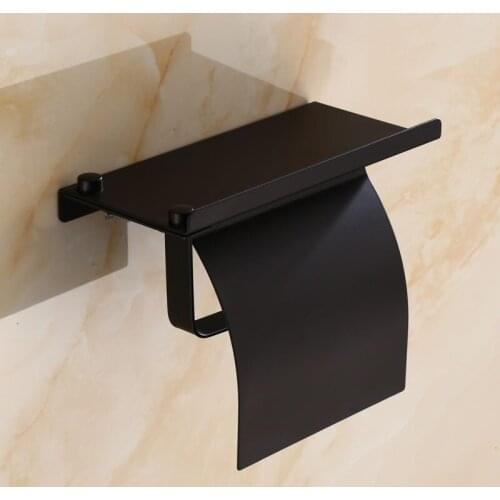 Rose Gold Stainless Steel Paper Paper Holder Bathroom Accessories Wall Mount Tissue rack with Phone Shelf Bathroom Fixture