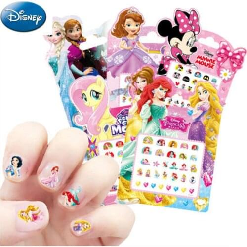 Disney Childrens Nail Sticker Cute Cartoon Sticker Frozen Sophia Princess Nail Sticker Toys for Children Girl Toys