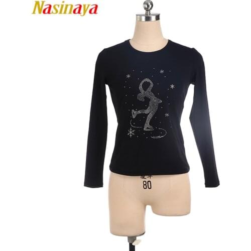 Figure Skating T shirt Tops for Girl Women Adult Training Competition Patinaje Ice Skating Gymnastics warm skater turning design