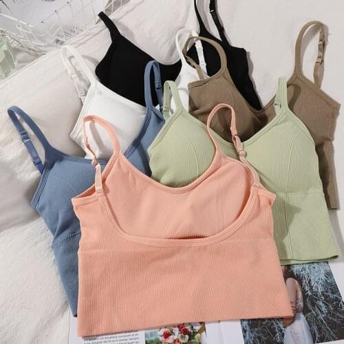HELIAR Underwear Tops Women Cottons Crop Tops Adjustable Straps Solid Tank Top For Women Crop Tops 2020 Summer