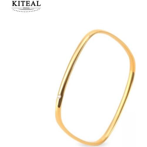 KITEAL Hot selling 18KGP Gold Filled Gentlewoman charms bangle INS square bracelet Wedding Bracelet Top Quality Jewelry