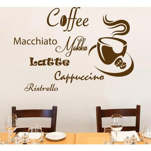 Coffee Cup Coffee Wall Decals Quotes Coffee Beans Cafe Vinyl Wall Stickers For Kitchen Room Coffee House Decor Wallpaper C937