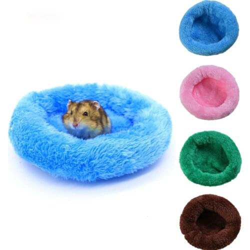 Hamster Bed Pad Round Velvet Warm Pet Nest Sleep Mat House Pad Squirrel Hedgehog Rabbit Chinchilla Bed Mat House Nest Hamster