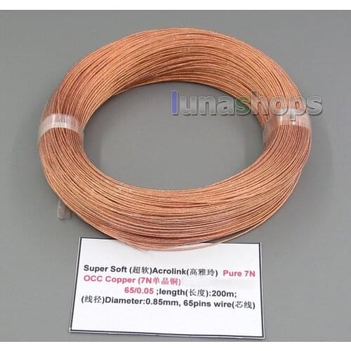 LN005193 200m 26AWG 99.9% Acrolink Pure 7N OCC Copper Signal Wire Cable 65/0.05mm2 Dia:0.85mm For DIY