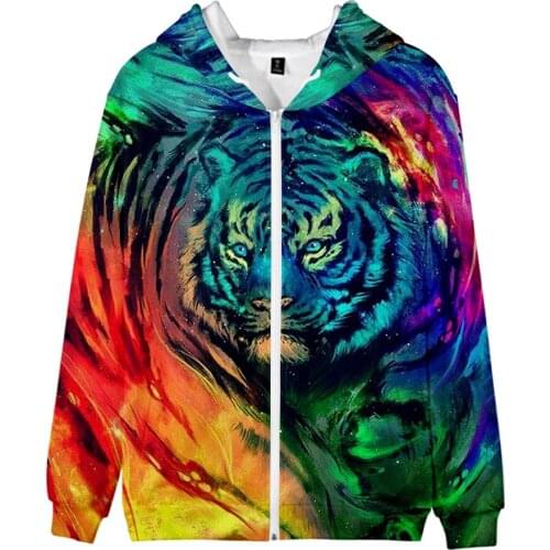 Personality 3D Print Tiger Zipper Hoodies Men/Women Fashion Long Sleeve Hoodie Sweatshirt Casual Harajuku Animal Clothing