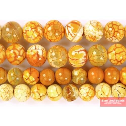 Natural Stone Yellow Fire Dragon Veins Agates Round Loose Beads 6 8 10 12MM Pick Size For Jewelry Making YFDV01