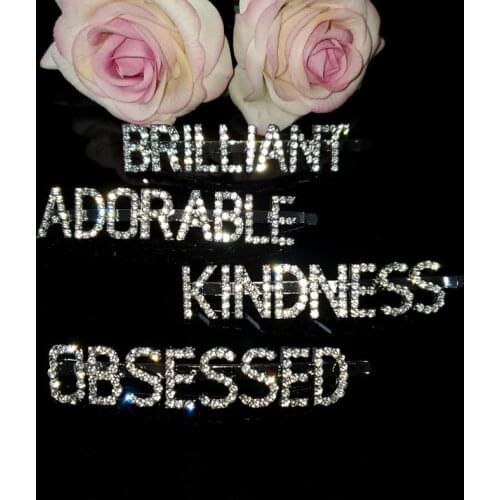 New Arrival Unique Saying Word Hairclips "BRILLIANT","ADORABLE","KINDNESS","OBSESSED" Hair Pins Amazing Hair Accessory WHOLESALE