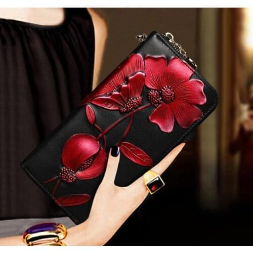 New fashion lady wallet genuine leather note-case flora women purse free shipping
