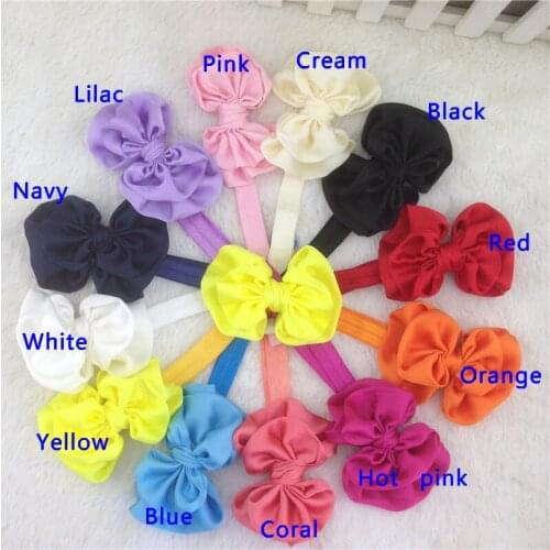 XIMA New 3.5inch Solid Satin Bow with Elastic Headband,Hairband for Kids Hair Accessories Headwear 24pcs/lot