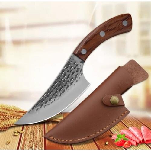5.5" Serbian Chef Knife Handmade Forged Outdoor Hunting Knife Stainless Steel Kitchen Knife Meat Cleaver Boning Butcher Knife