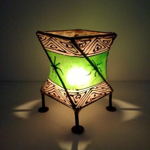 Ethnic decor candle holder Lantern Iron leather Henne Morocco 1110191502