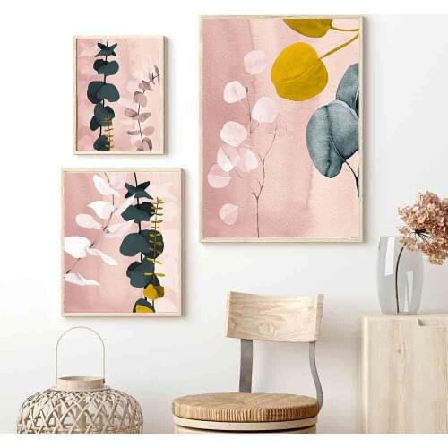 Nordic Style Mustard Eucalyptus Posters Botanical Canvas Painting Farmhouse Wall Art Pictures for Living Room Home Decoration
