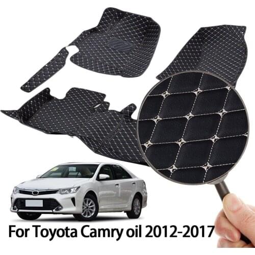 Luxury Surround Car Foot Mats Set For Toyota CAMRY 2012-2019 Left Rudder PU Leather Driver & Passenger Seat Ridged