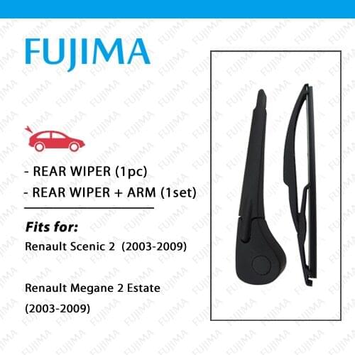 FUJIMA Rear Wiper Blade and Arm for Renault Scenic 2 / Megane 2 Grandtour (2003-2009) Megane II Estate Back Rear Wiper Arm