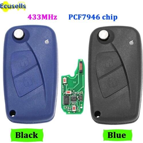 2 Button Flip Folding Remote Key 433Mhz PCF7946 Chip Uncut Blade For Fiat 500 Panda Idea Punto Stilo Ducato