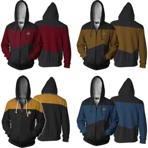Movie Star Discovery Cosplay Zipper Hoodies Universe Trek Coat 3D Print Unisex Jacket Sweatshirt Plus Size S-5XL