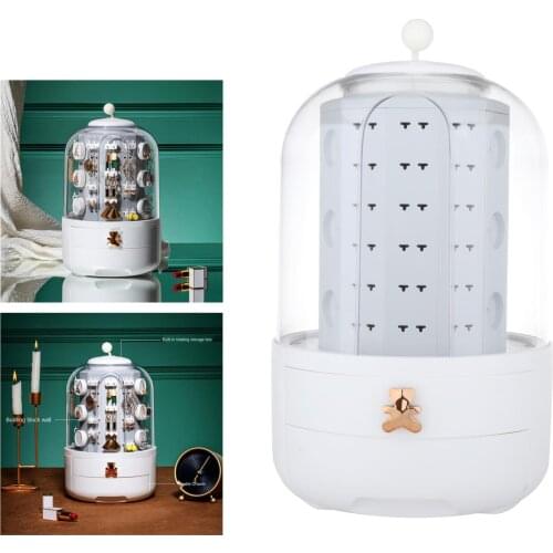 Rotatable Necklace Jewelry Earrings Stand Box Ring Organizer Drawer Box