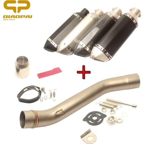 Motorcycle Exhaust Middle Link Pipe Slip On Muffler Silencer For Kawaski Z750 Z 750 Z800 Z 800 Full Exhaust System 2007-2013