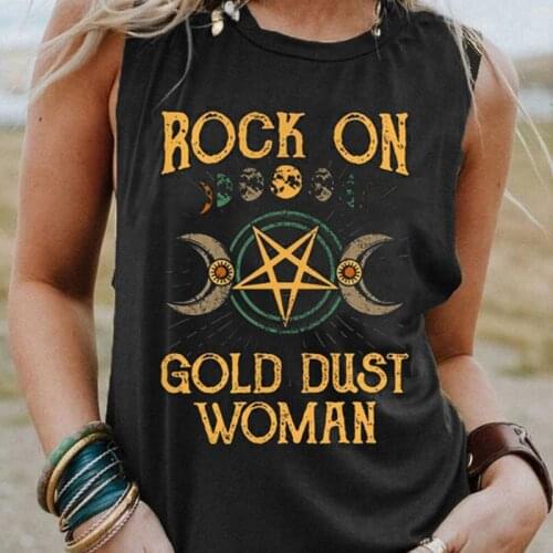 2021 Summer Rock on Gold Dust Woman Shirt Vintage Goddess Sleeveless Shirts Stevie Nicks T-Shirts Full Figured Tee Shirt Y2k Top