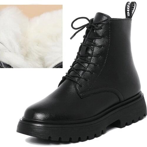 Winter Boots Women Genuine Leather New Wool Warm Non-slip Ladies Ankle Boots Plus Size 40 Snow Boots Women