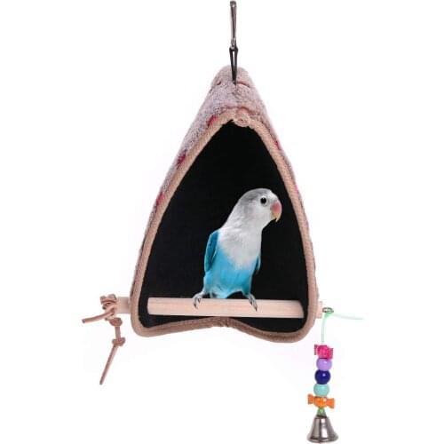 Parrot Winter Plush Hut Tent Nest Stand Parrot Bed Sleep Parakeet Cage Cave Hanging Decor Birdhouse for Small Cockatoo Finch