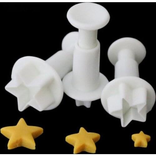 3Pcs/Set Star Floret Butterfly Heart Shape Fondant Cookie Cake Cutter Ejector Stamp Plunger Cutters Mold DIY Kitchen Baking