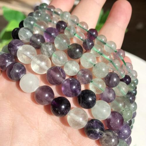 4 6 8 10 12mm Natural Colorful Fluorite Round Loose Spacer Beads For Jewelry Making Diy Charms Bracelet Necklace 15'' Wholesale
