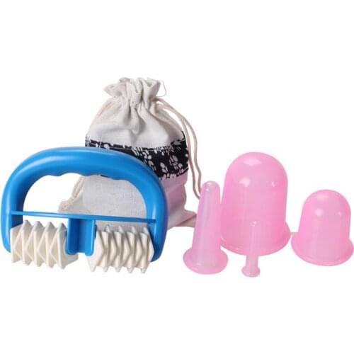 5pcs Silicone Anti Cellulite Cup Vacuum Cupping Massage Cups Body Pain Relief Massage Roller Manual Suction Cups Therapy set