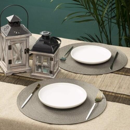 Round Braided Placemats Kitchen Table Mats for Dining Tables Polypropylene Woven Heat Resistant Place Mats 6 PCS