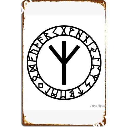 Algiz Rune Connection With Asgard Metal Signs Cinema Garage Mural Custom Plates Tin sign Posters