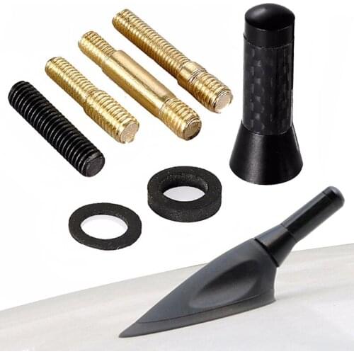 Car Styling Roof Antenna Enhanced Signal 3.5cm Carbon Fiber Screw Metal Short Stubby Mast Antenna Radio Auto Accessories